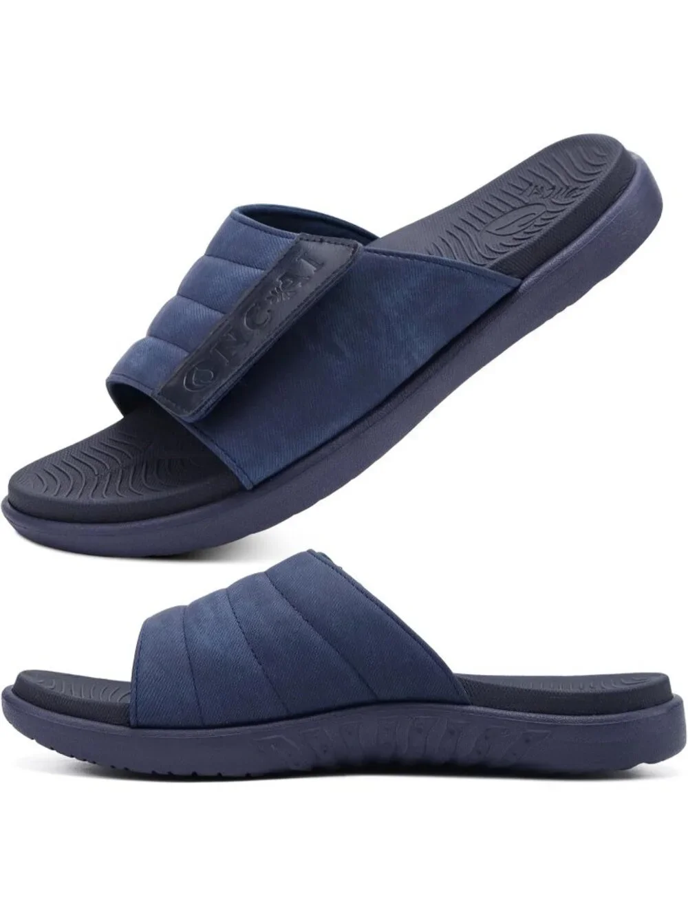 Men's Dark Blue Adjustable Orthotic Plantar Fasciitis Open Toe Sandal Shoes